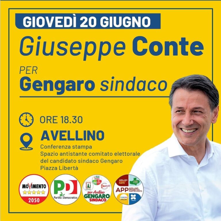 Giuseppe Conte oggi ad Avellino per sostenere Gengaro