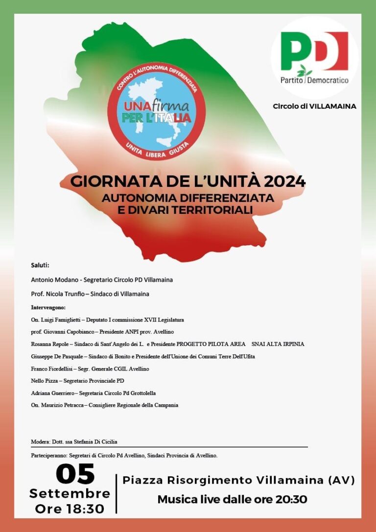 Pd, Autonomia differenziata e divari territoriali: l’incontro a Villamaina