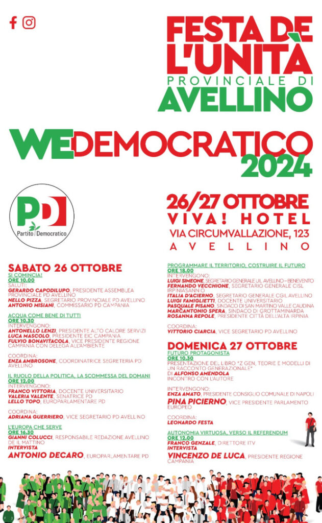 PD, da domani ad Avellino la Festa Provinciale de L'Unità