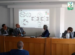 Il presidente della LNPB Andrea Abodi ed il manager di Puma Snadro Incerti presentano il nuovo pallone