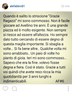 Alessandro Fabbro Avellino Calcio Instagram