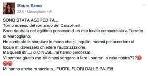 Il post pubblicato su Facebook